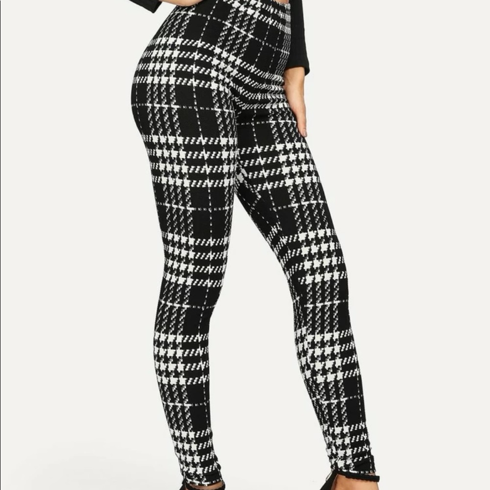 Shein High Rise Plaid Skinny Leggings